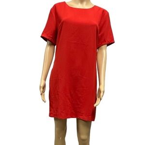 Essue Red Short Sleeve Zip Back Business Casual Pocket Mini Dress Womens Medium